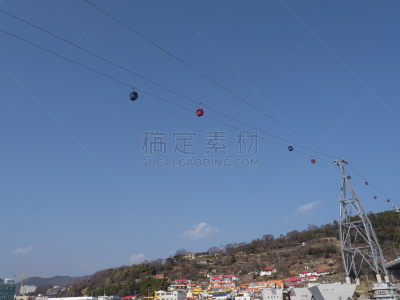 韩国,城市,缆车,丽水,在下面,海湾,朝鲜半岛,水湾,户外,天空