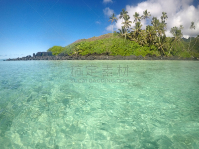 库克群岛,拉罗汤加岛,穆里湖,水,天空,度假胜地,水平画幅,无人,椰子树,南太平洋