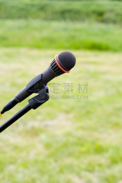 麦克风,绿色,草,背景,在上面,进行中,传声器架,自然,垂直画幅,草地