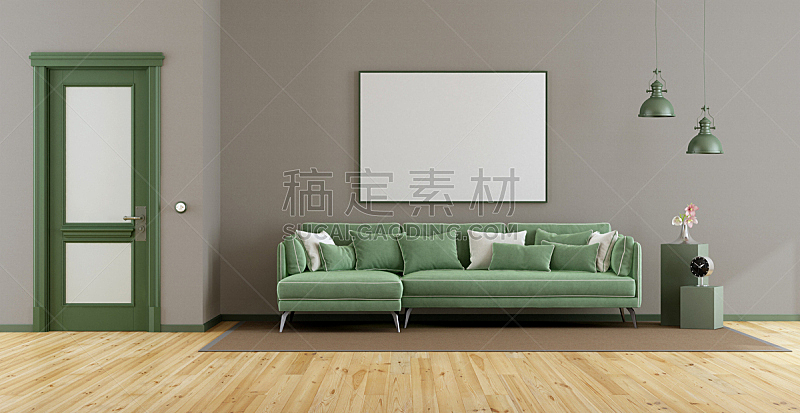 沙发,起居室,高雅,绿色,纺织品,照明设备,边框,软垫,地板,门