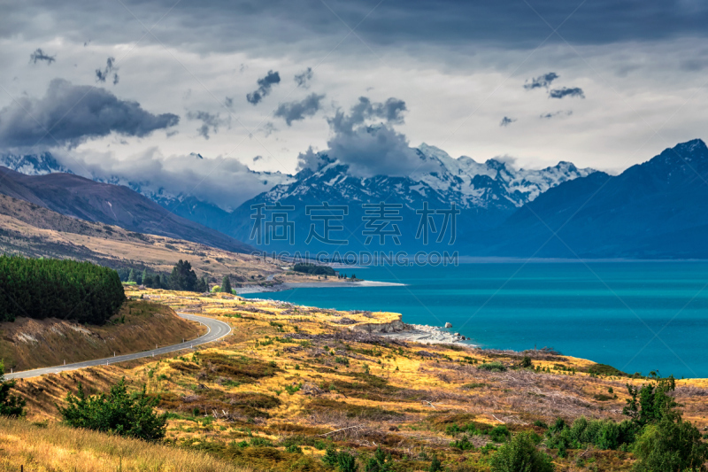 风景,新西兰,水,天空,美,新的,水平画幅,云,无人,夏天