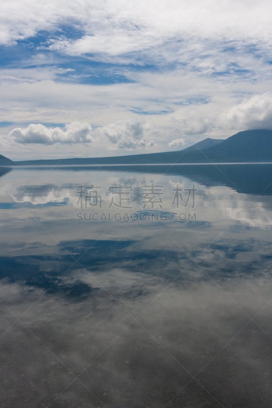 倒影湖,恩尼瓦山,支笏湖冰雪节,活火山,北海道,垂直画幅,天空,高视角,云,无人