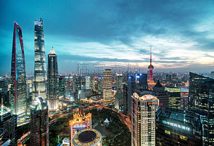 上海,都市风光,天空,水平画幅,云,夜晚,无人,黄浦江,户外,浦东