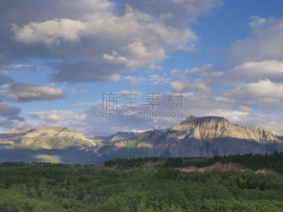 山,加拿大,加拿大落基山脉,天空,洛矶山脉,水平画幅,阿尔伯塔省,无人,草原,夏天