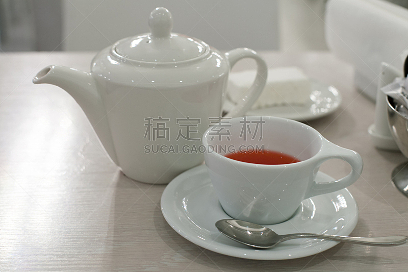 白色,茶壶,茶杯,餐具,水平画幅,无人,茶碟,组物体,瓷器,晚餐