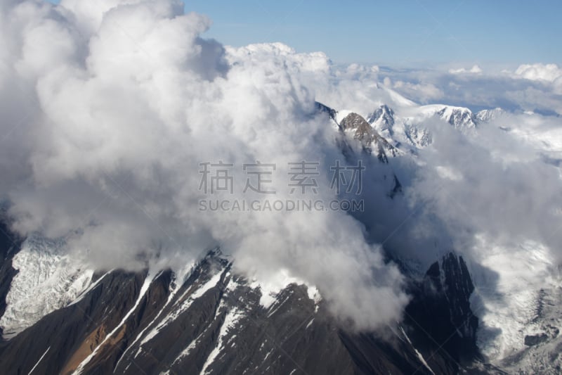 麦金利峰,航拍视角,阿拉斯加,自然,风景,图像,雪,美国,无人,丹那利国家公园