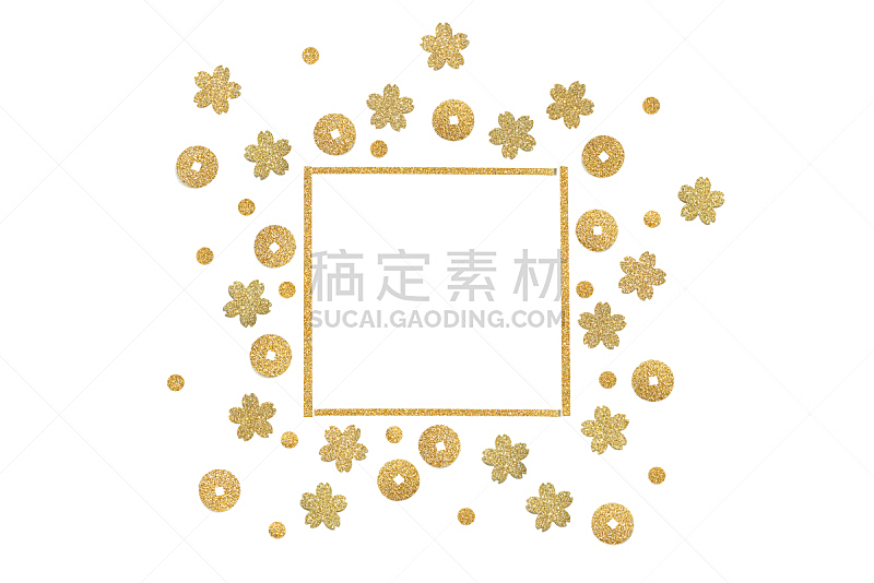 边框,黄金,五彩纸屑,背景聚焦,正方形,背景分离,春节,泰国,纹理,圆形