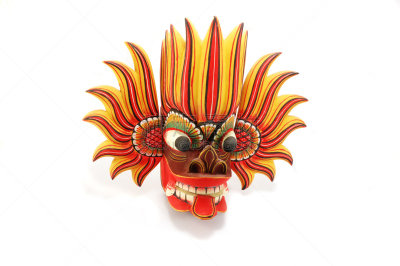 斯里兰卡,白色背景,面具,多色的,传统,神面具,戏面具,化妆面具,灵性,面罩