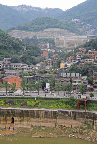 重庆,居住区,偏远的,九份,垂直画幅,山,无人,夏天,户外,著名景点
