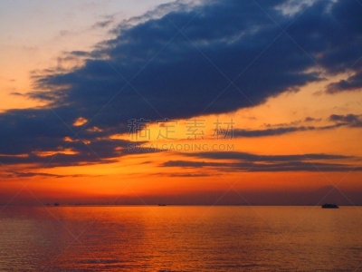 日本,幕张市,海滩,看风景,千叶市,曙暮光,云,橙色,黄昏,背景