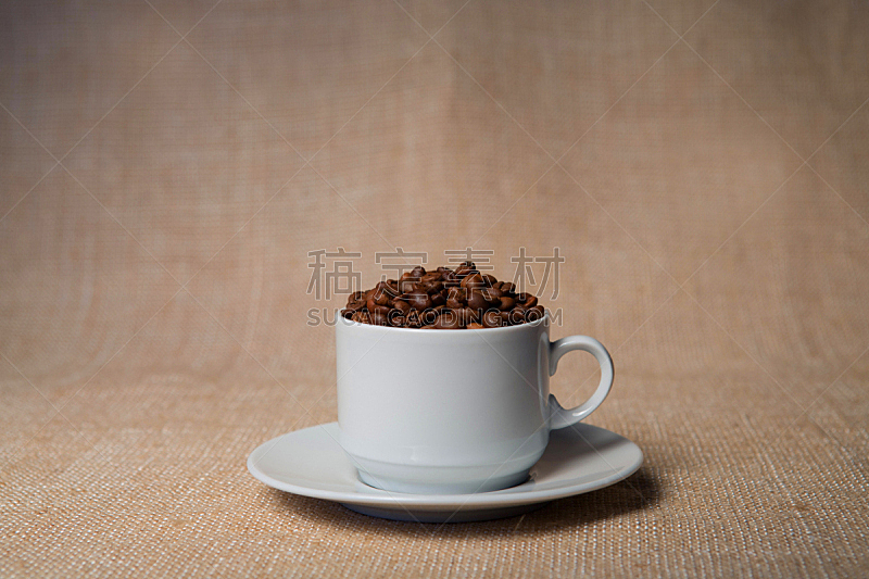 杯,咖啡豆,烤咖啡豆,褐色,芳香的,阿拉比卡咖啡,水平画幅,纺织品,无人,茶碟