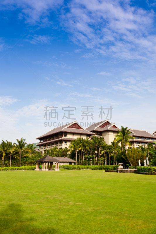 度假胜地,酒店,鸡尾酒,垂直画幅,天空,无人,草坪,夏天,户外,草