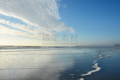 早晨,海洋,风景,太阳,码头,留白,水平画幅,沙子,无人,海港