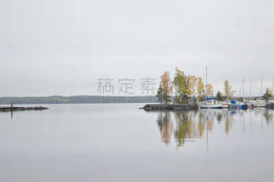 桑拿浴,坦佩雷,秋天,船,芬兰,森林,湖,禅宗,水平画幅,无人