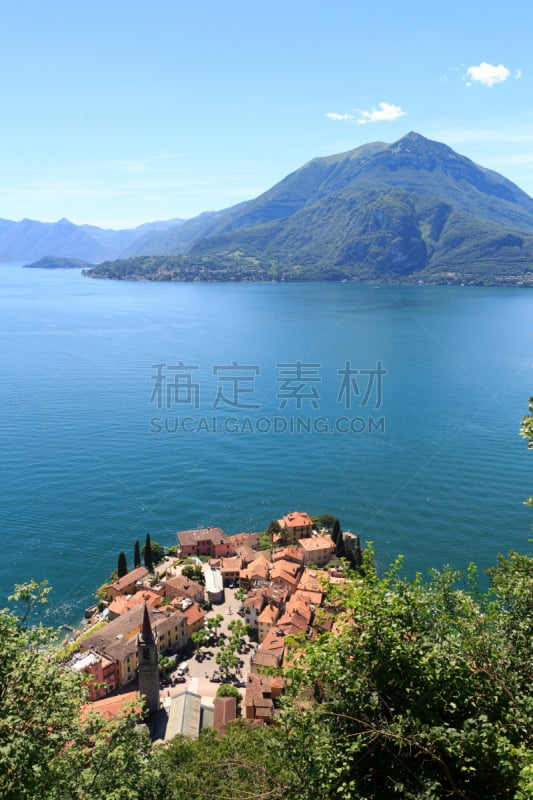 科摩湖,全景,山脉,瓦伦纳,意大利,垂直画幅,水,美,外立面