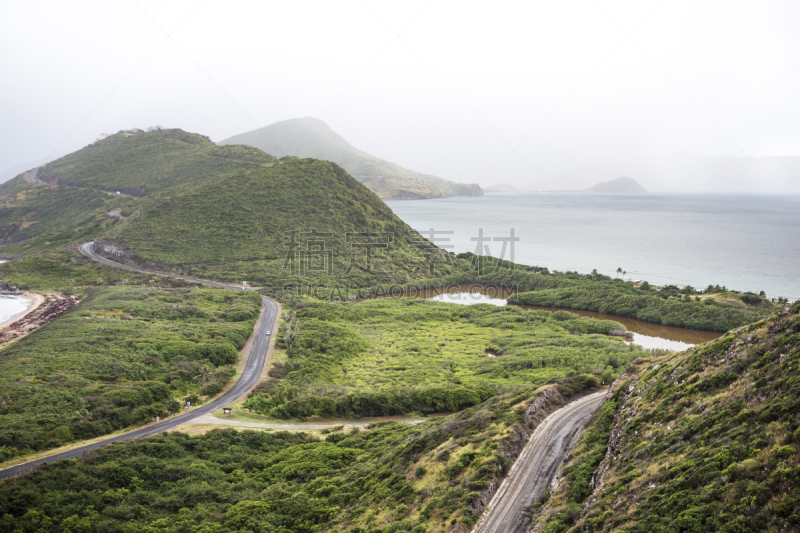 尼维斯,圣凯斯,山,岛,风景,东,部分,牧草之一种,巴斯特尔,圣基茨和尼维斯