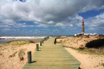punta del este,灯塔楼,甲板,乌拉圭,天空,海滩,水平画幅,沙子,无人,戏剧性的天空