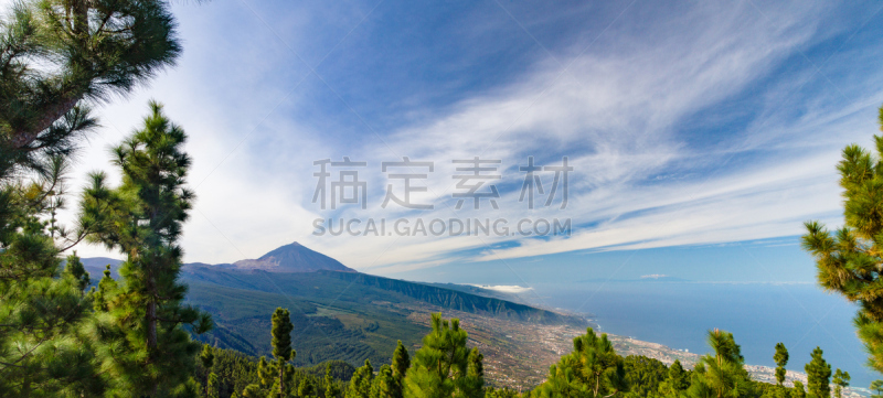 欧若塔瓦峡谷,全景,萨尔瓦多泰德火山,皮可德泰德山,特内里费岛,天空,水平画幅,高视角,山,无人
