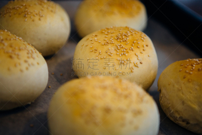 小圆面包,芝麻,精神振作,水平画幅,无人,特写,面包,摄影