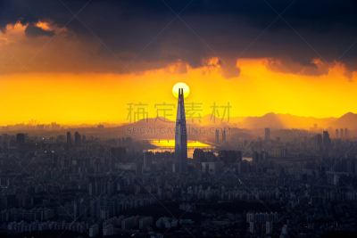 乐天世界,首尔,天空,都市风景,韩国,购物中心,自然美,抽奖球,南山塔,塔