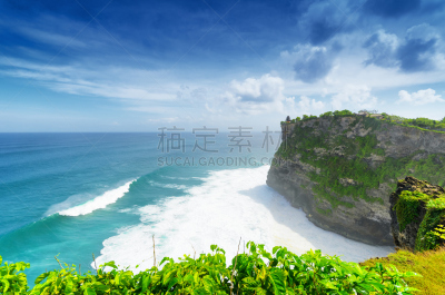 巴厘岛,乌鲁瓦度,海岸线,印度尼西亚,寺庙,水,天空,美,水平画幅,山