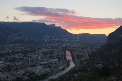 格勒诺布尔,伦敦城,在上面,水,天空,水平画幅,云,星星,无人,市区路