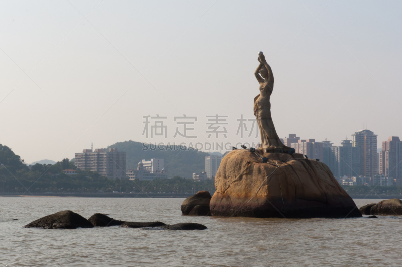 珠海,雕像,瓷器,水平画幅,无人,海港,蓝色,著名景点,太平洋,海洋