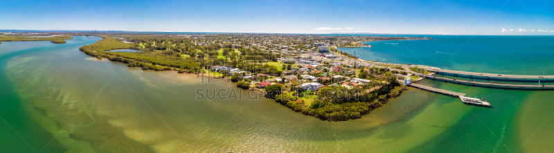 布里斯班,redcliffe,半岛,琴码,航拍视角,交通,全景,图像,海洋,公路