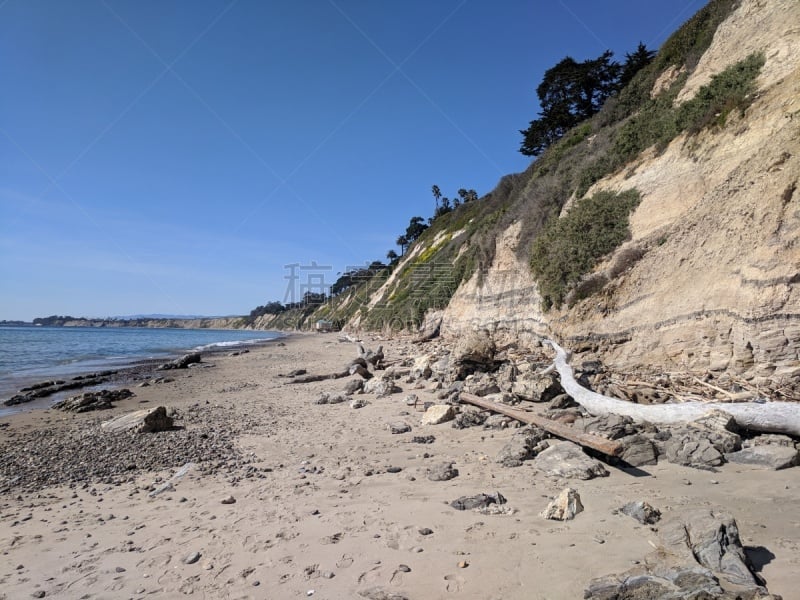 海岸线,海洋,圣芭芭拉,加利福尼亚,戈拉塔,沙漠,岩石,夏天,户外,天空