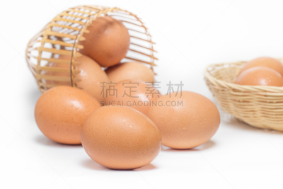清新,鸡蛋,鸡,白色背景,自然,复活节,褐色,半熟的鸡蛋,早餐,椭圆形