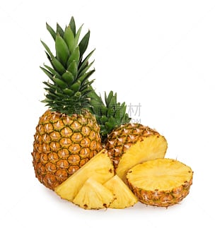 菠萝,白色背景,分离着色,多汁的,切片食物,维生素,垂直画幅,清新,背景分离,食品