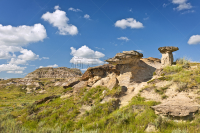 阿尔伯塔省,荒地,加拿大,天空,美,水平画幅,山,恐龙省立公园,岩层,夏天