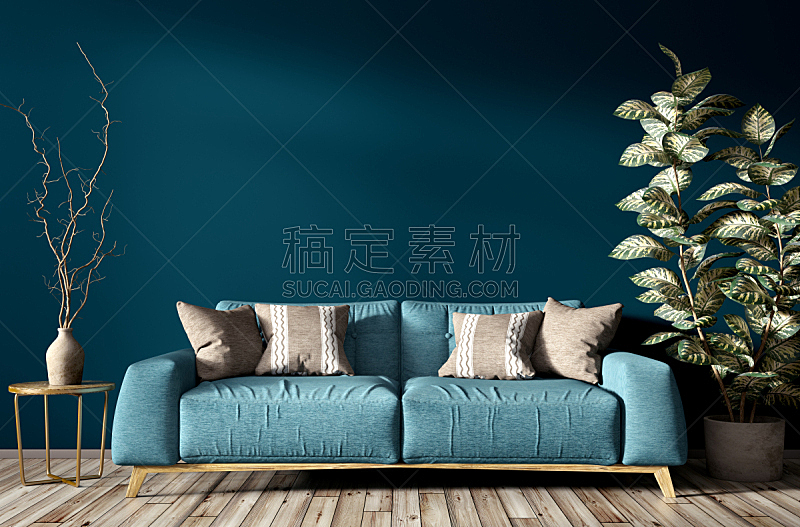 沙发,三维图形,起居室,室内,青绿色,茶几,纺织品,华贵,软垫,地板