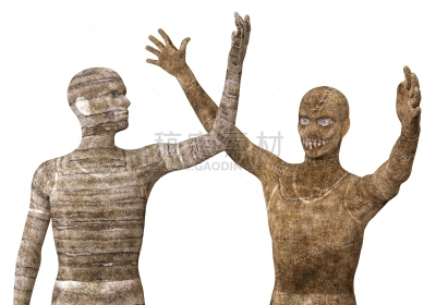 绘画插图,木乃伊化的,三维图形,计算机制图,水平画幅,僵尸,人,背景分离,怪异,防腐处理