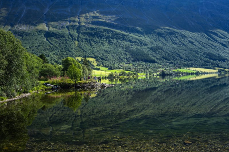 挪威,盖伦格峡湾,湖,默勒-鲁姆斯达尔,地形,森林,山,桑莫阿尔卑斯山脉,非凡的,反射