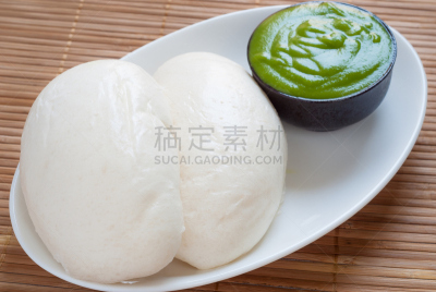 中式小笼包,奶油蛋羹,披风,白面包,点心,饺子,饮食,水平画幅,绿色,无人