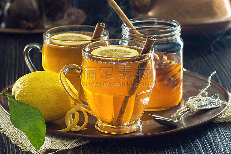 柠檬,花茶,热,两个物体,香料,马克杯,长卷发,柠檬叶,焦油,茶壶