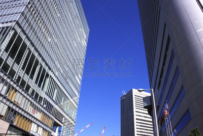 摩天大楼,建筑外部,北库,大阪市,大阪府,天空,水平画幅,无人,蓝色,日本