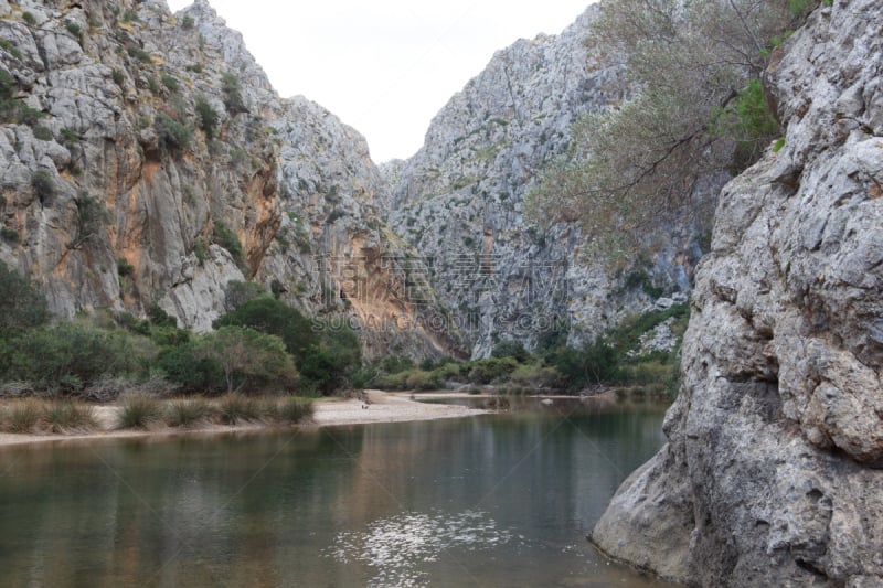 西班牙,峡谷,马略卡,特拉华,sierra de tramuntana,巴利阿里群岛,天空,水平画幅,无人,夏天