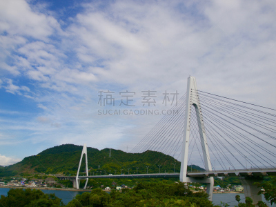 尾道,广岛县,水平画幅,树篱,建筑,无人,日本,交通,斜拉桥,户外