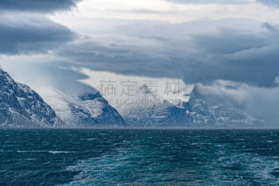 乌云,海洋,峡湾,平衡折角灯,在上面,水,天空,暴风雨,水平画幅,云