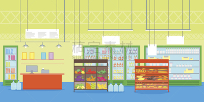商店,卡通,矢量,市场,室内,家具,面包店,超级市场,食品杂货,书架