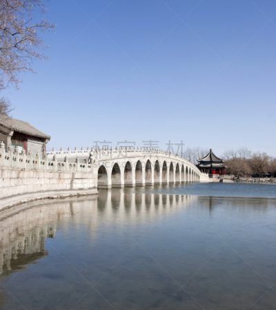 十七孔桥,颐和园,北京,中国,拱桥,垂直画幅,水,天空,古老的,当地著名景点