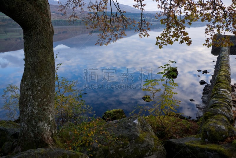 尼斯泰,天空,水平画幅,山,无人,海港,苏格兰,户外,湖,石头