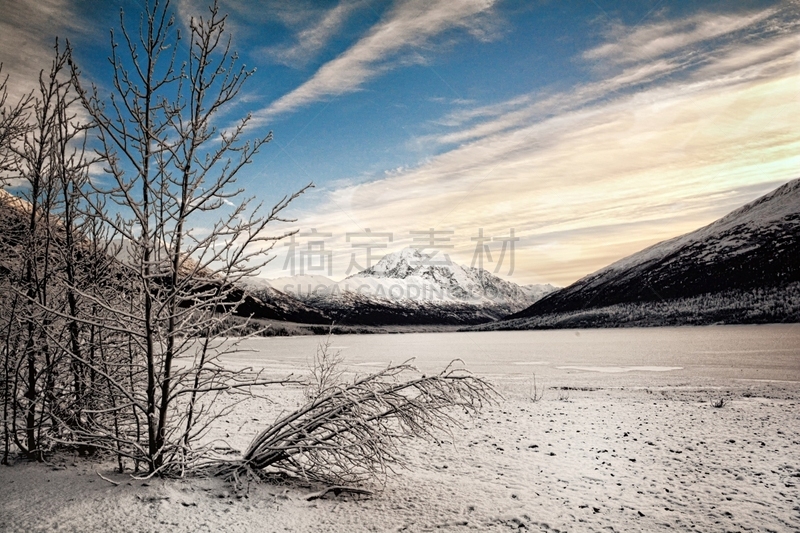 冬天,地形,伊克鲁特纳湖,水,天空,水平画幅,雪,无人,泥土,偏远的