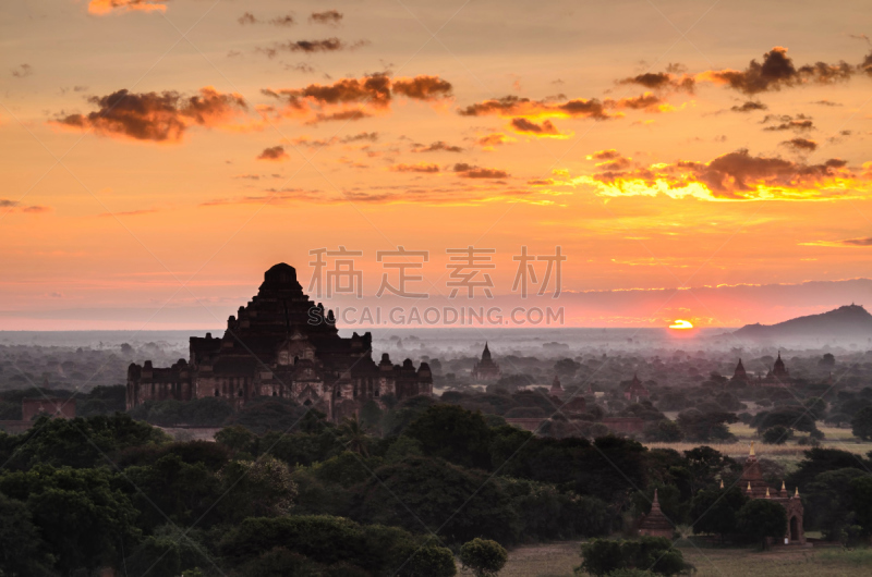 蒲甘,宝塔,黎明,缅甸,瑞山陀塔,地名,水平画幅,户外,佛塔,非凡的