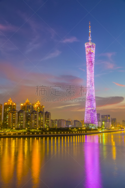 广州,风景,珀尔里福,三角洲,广东省,城市扩张,垂直画幅,水,天空,夜晚