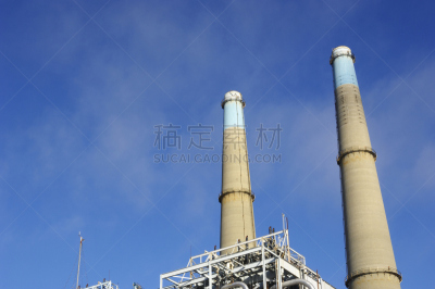 发电站,冷却塔,莫斯兰丁,天空,留白,水平画幅,能源,无人,蓝色,户外
