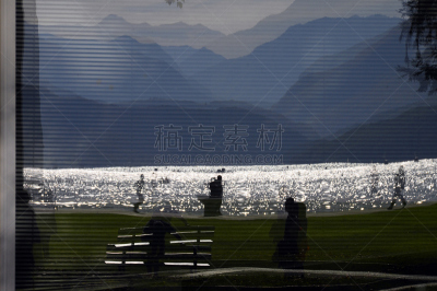 安锡,湖,山,法国,安锡湖,张伯伦,上萨瓦,日内瓦,水平画幅,高视角