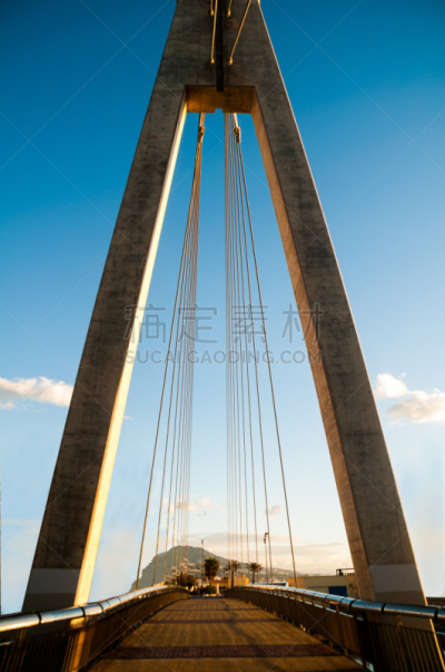 吊桥,大特写,垂直画幅,无人,蓝色,巨大的,夏天,户外,城市,钢铁